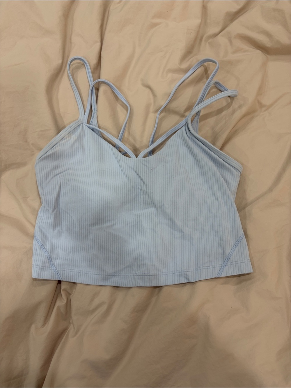 lululemon athletica Light Blue Ribbed Strappy Sports Bralette